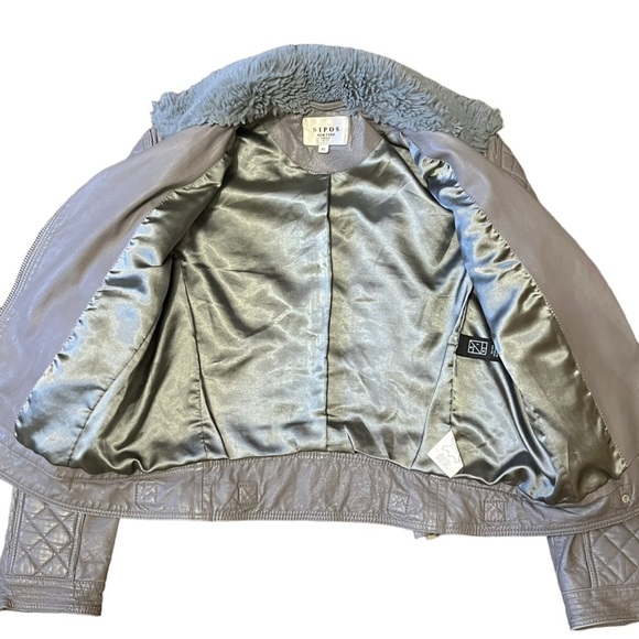 Samantha Sipos Genuine Lamb Leather Moto Jacket Dove Gray Size XS #912 - Picture 6 of 13